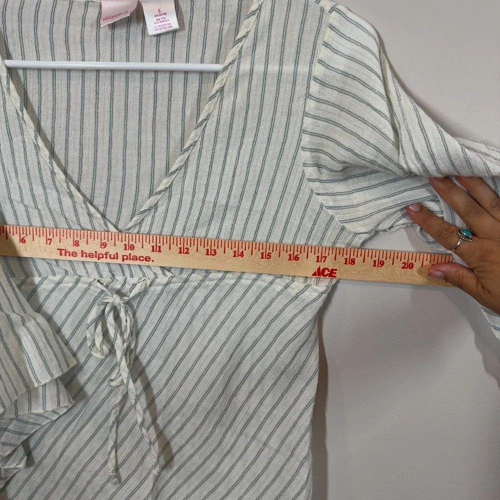 Xhilaration Striped Blouse Small V-Neck Flutter Sleeve Fairycore Boho Top